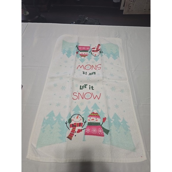 Cotton Set Of 4 Christmas SNOWMEN Bathroom Towels WINTER H3241 - Picture 6 of 7